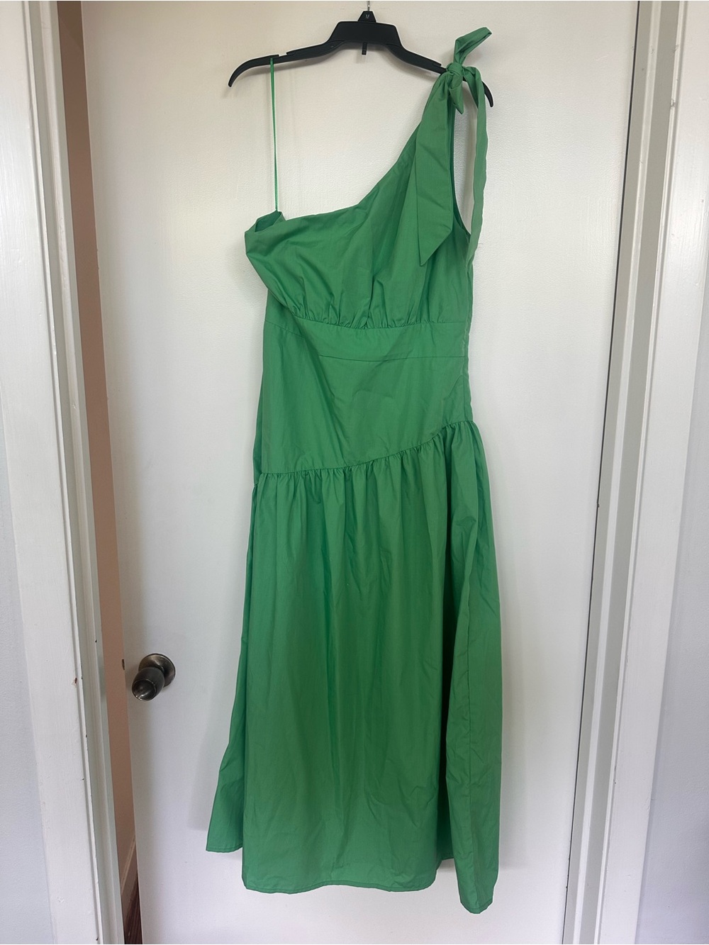 Women's One-Shoulder Tie-Strap Green Dress